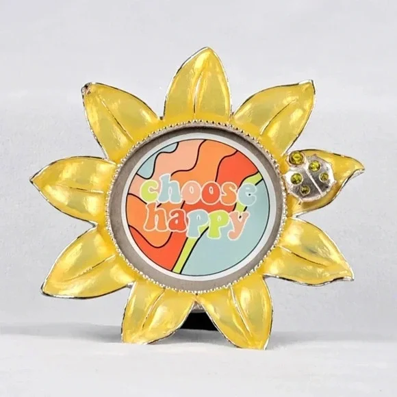 Ashleigh Manor Yellow Sunflower Mini Photo Frame Ladybug Detail Vintage - Picture 1 of 4